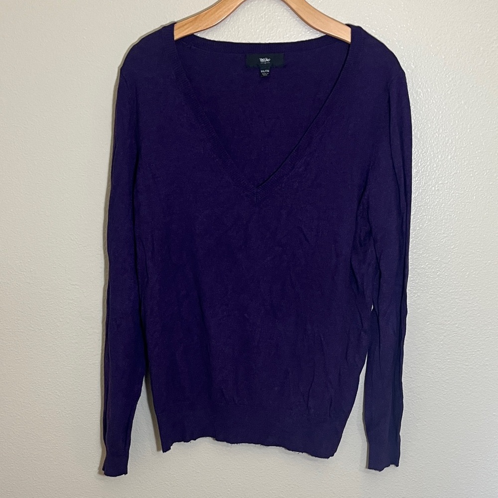 Mossimo Supply Co. Purple Plus Size V-Neck Sweater